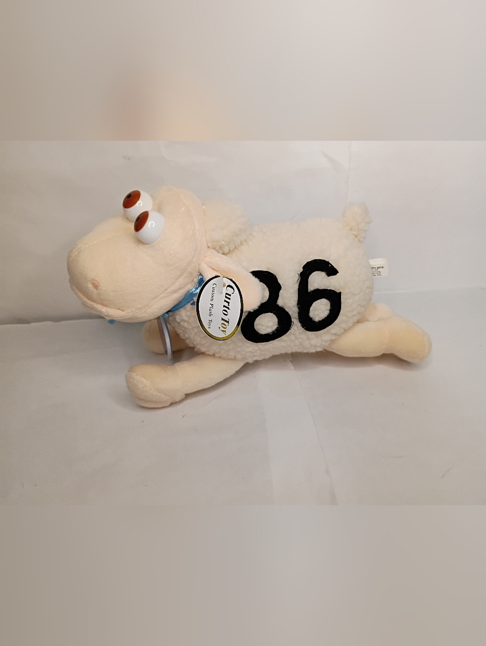 Vintage Serta Plush Lamb Stuffed Animal - White with Black '86'